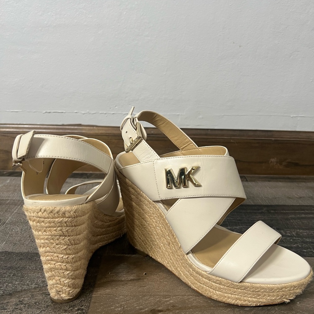 Michael Kors White Wedge Sandals